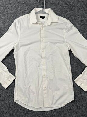 Mens Express XS Slim 1MX White Button Down Dress Shirt - Fair Condition
